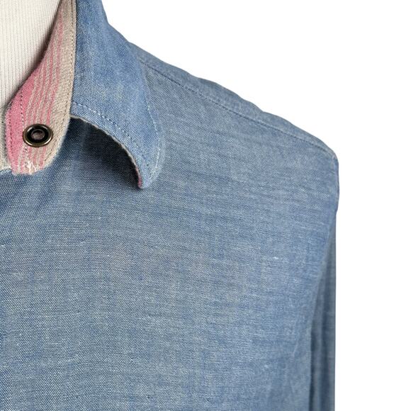 Faherty Reversible Belmar Shirt Men’s Large Striped Blue Pink Long Sleeve Button - Picture 3 of 12